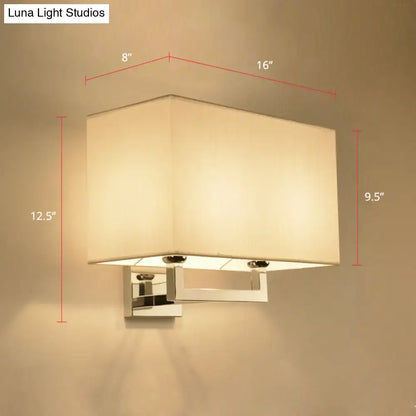 Chrome Fabric Wall Sconce Decorbites with square chrome mount and cream shade on Tampa Home & Garden Store