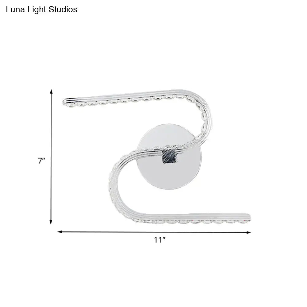 Chrome S-Shape Wall Sconce by Decorbites with crystal edge, wall mount on Tampa Home & Garden Store