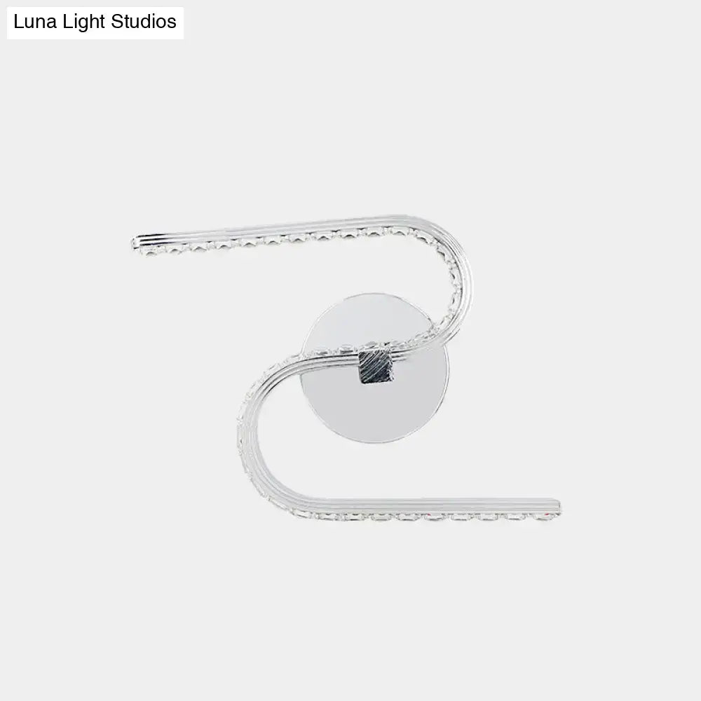 Chrome S-Shape wall sconce with crystal bead trim by Decorbites on Tampa Home & Garden Store