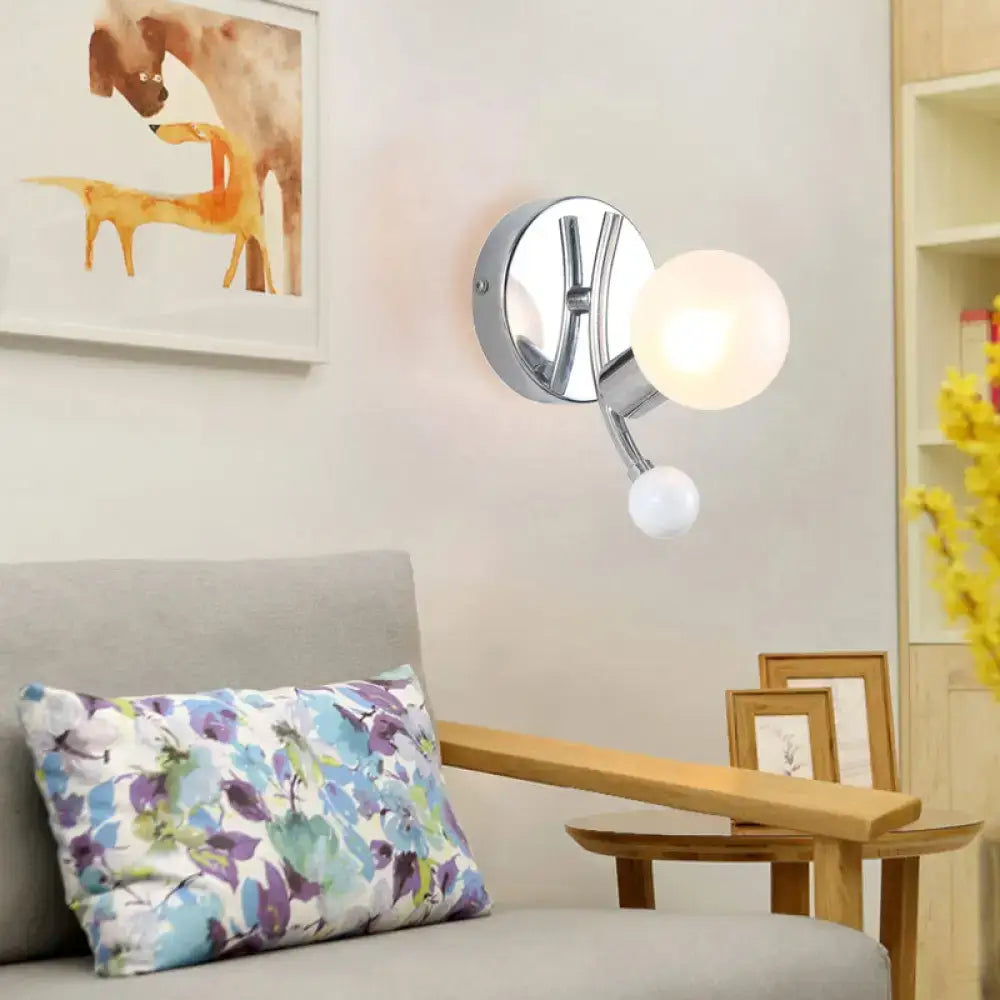 Chrome Globe Wall Sconce by Decorbites, chrome finish wall light with two frosted globes on Tampa Home & Garden Store