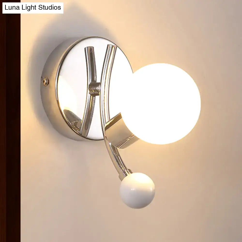Chrome Globe Wall Sconce with large frosted globe and small end ball, Decorbites on Tampa Home & Garden Store