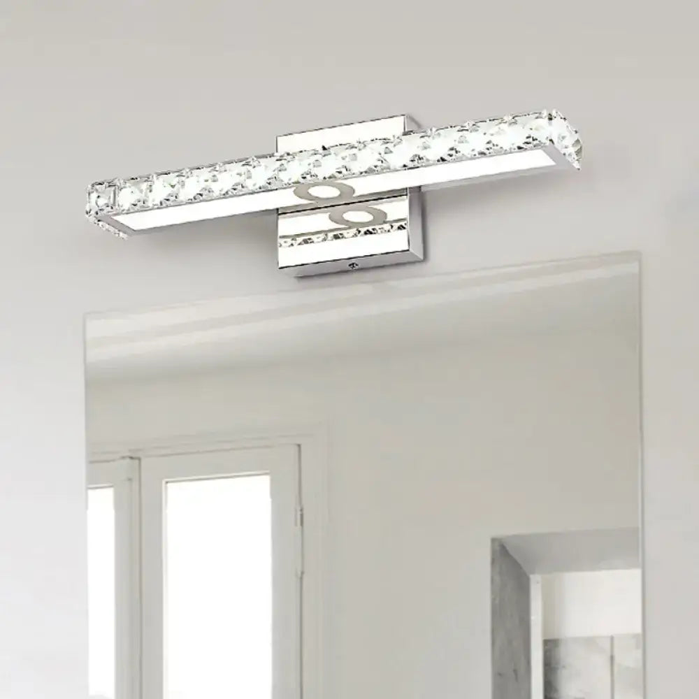 Chrome linear wall sconce by Decorbites with crystal-embellished bar and square backplate on Tampa Home & Garden Store