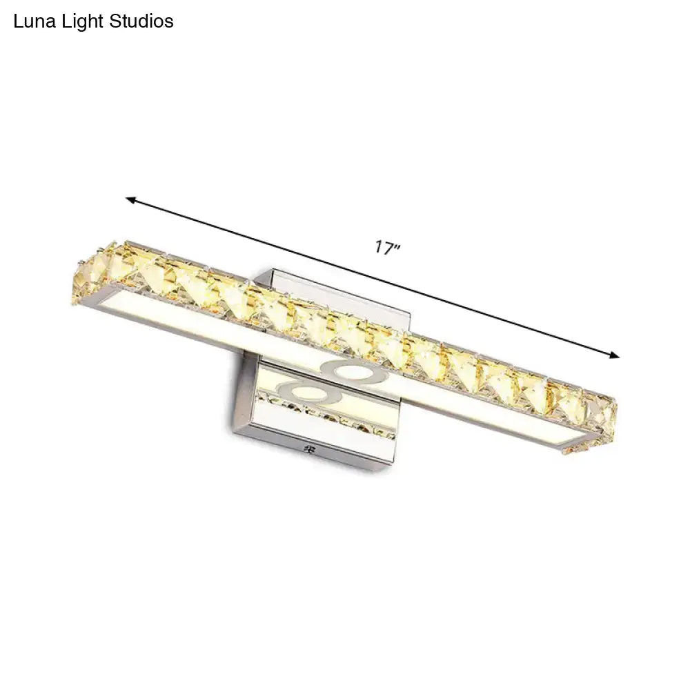 Chrome linear wall sconce with crystal bezel by Decorbites, 17 inches long on Tampa Home & Garden Store