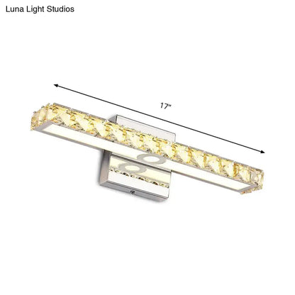 Chrome linear wall sconce with crystal bezel by Decorbites, 17 inches long on Tampa Home & Garden Store