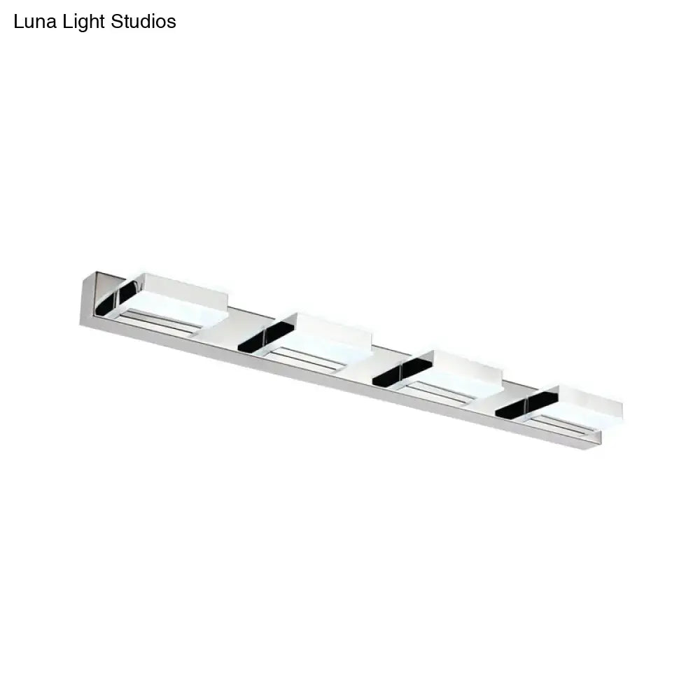 Chrome acrylic vanity light fixture with four glass shades, Decorbites chrome bar on Tampa Home & Garden Store