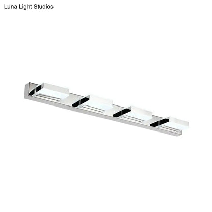 Chrome acrylic vanity light fixture with four glass shades, Decorbites chrome bar on Tampa Home & Garden Store