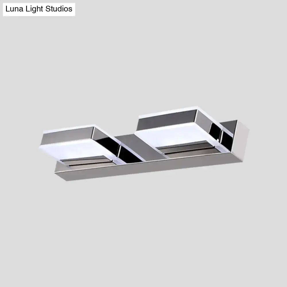Chrome acrylic vanity light fixture with dual white diffusers and chrome finish on Tampa Home & Garden Store