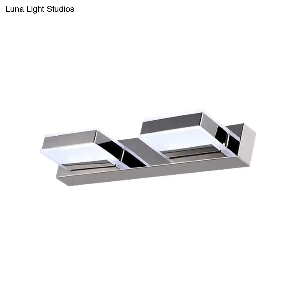 Chrome acrylic vanity light fixture with dual frosted rectangular diffusers and chrome frame on Tampa Home & Garden Store