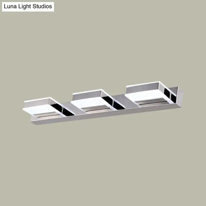 Chrome acrylic vanity light bar with three square modules by Decorbites on Tampa Home & Garden Store