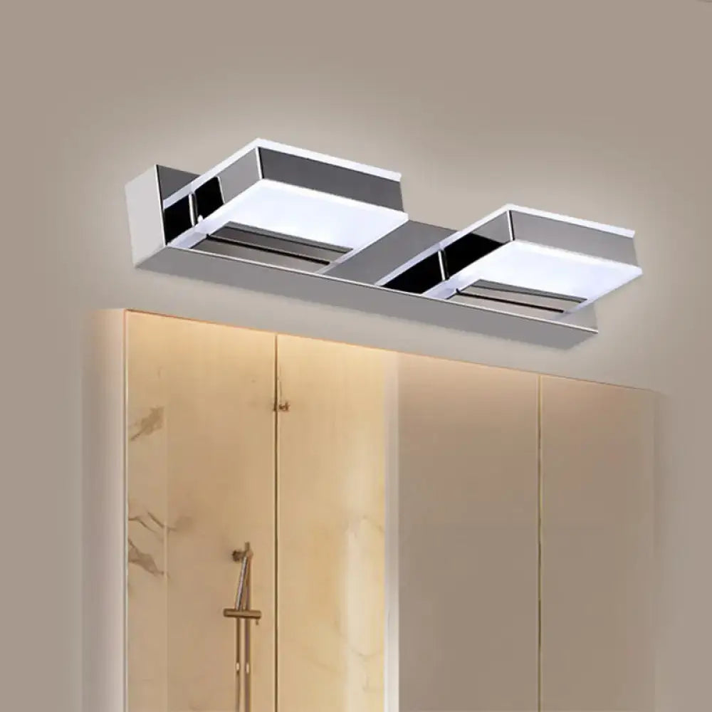 Chrome Vanity Light by Decorbites, dual rectangular frosted fixtures for bathrooms on Tampa Home & Garden Store