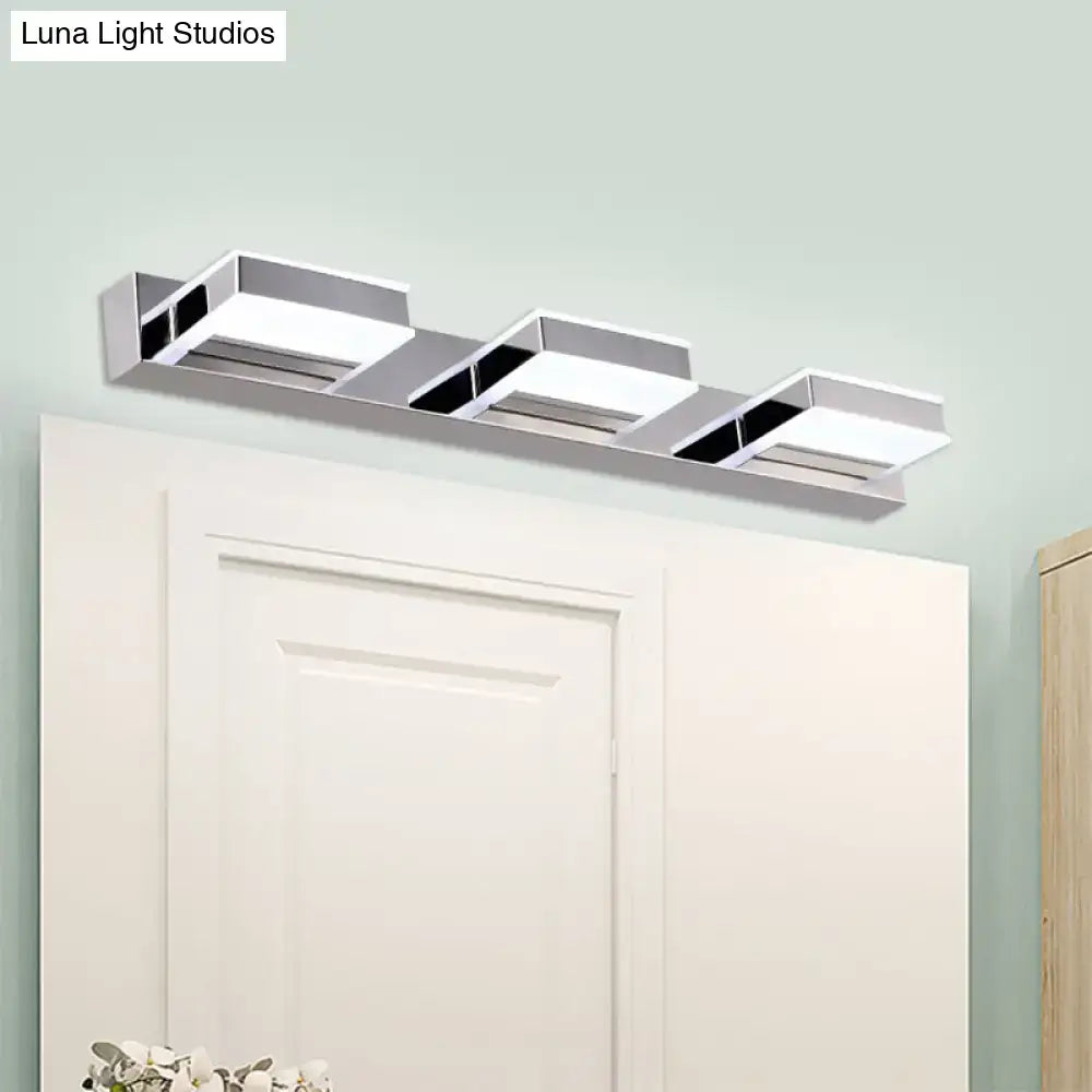 Chrome acrylic vanity light 3-light bar by Decorbites with white acrylic shades on Tampa Home & Garden Store