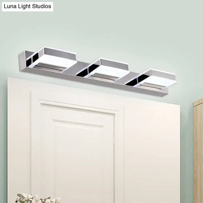 Chrome acrylic vanity light 3-light bar by Decorbites with white acrylic shades on Tampa Home & Garden Store