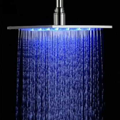 Modern chrome square LED rain shower head by Decorbites with blue LEDs for Home & Garden on Tampa Home & Garden Store