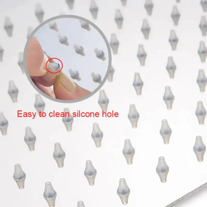 Modern chrome square rainfall shower head by Decorbites with easy to clean silicone holes on Tampa Home & Garden Store
