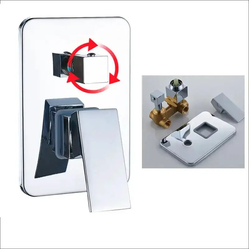 Two-piece modern chrome square shower faucet set with rain showerhead and valve kit Decorbites on Tampa Home & Garden Store