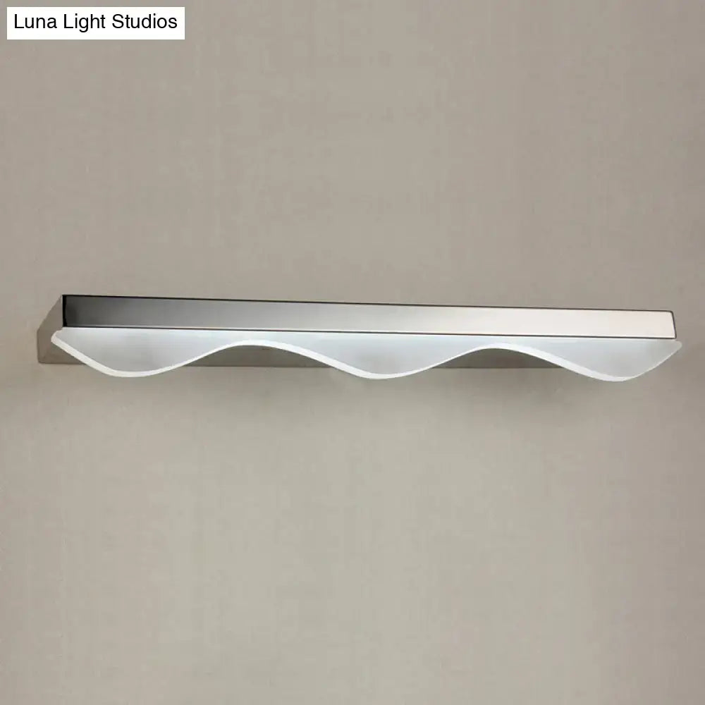 Decorbites chrome linear vanity light with curved frosted diffuser on Tampa Home & Garden Store
