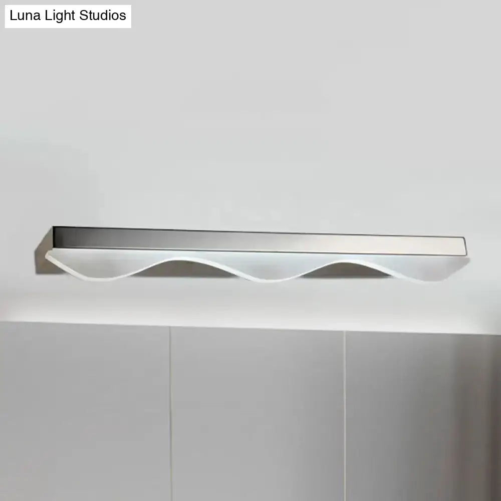 Chrome linear vanity light Decorbites with curved white wave diffuser on Tampa Home & Garden Store