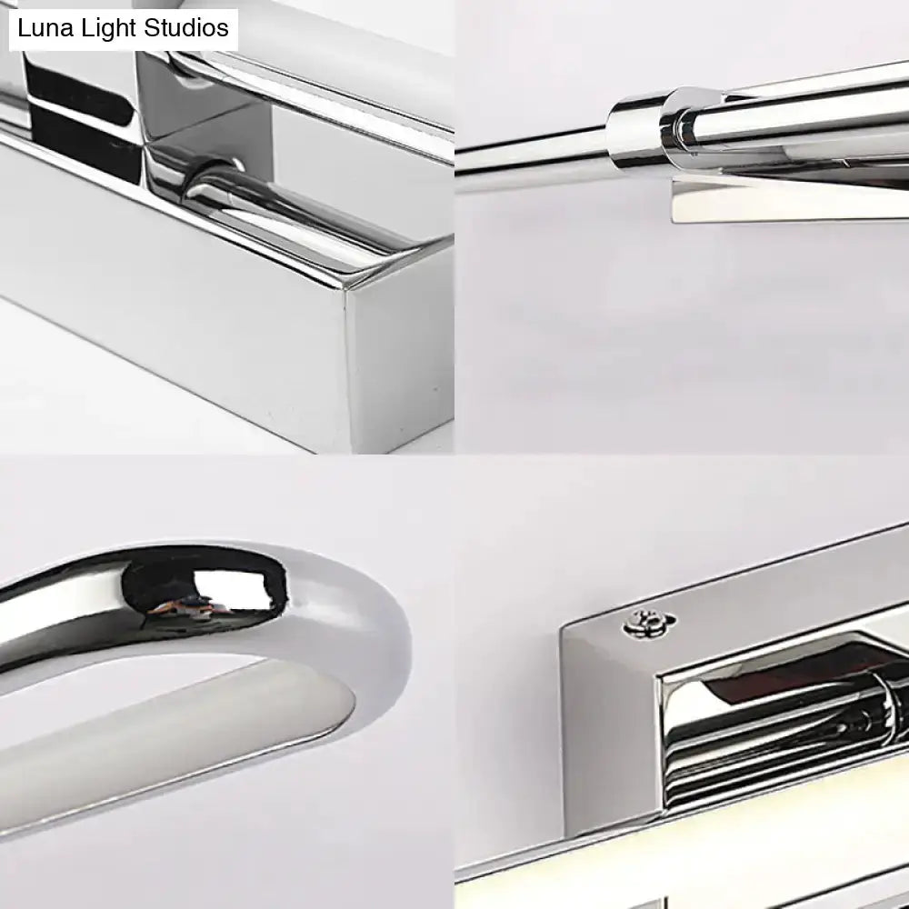 Modern chrome stainless steel LED bathroom vanity lamp by Decorbites, wall mount fixture on Tampa Home & Garden Store