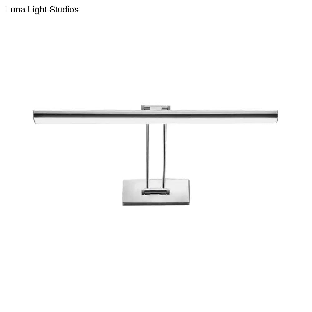 Decorbites chrome linear LED vanity light with horizontal bar and dual supports at square base on Tampa Home & Garden Store