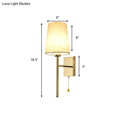 Chrome Fabric Tapered Wall Sconce by Decorbites with pull chain, 18.5 in tall on Tampa Home & Garden Store