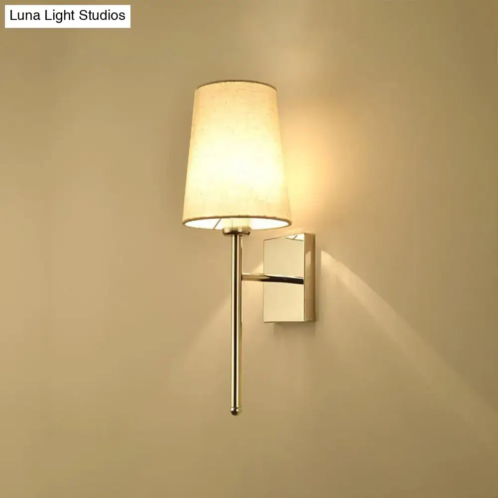 Chrome Fabric Tapered Wall Sconce with beige fabric shade by Decorbites on Tampa Home & Garden Store