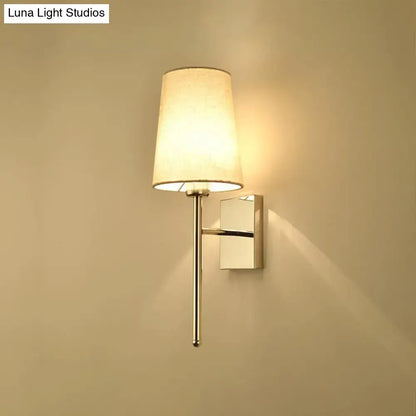 Chrome Fabric Tapered Wall Sconce with beige fabric shade by Decorbites on Tampa Home & Garden Store