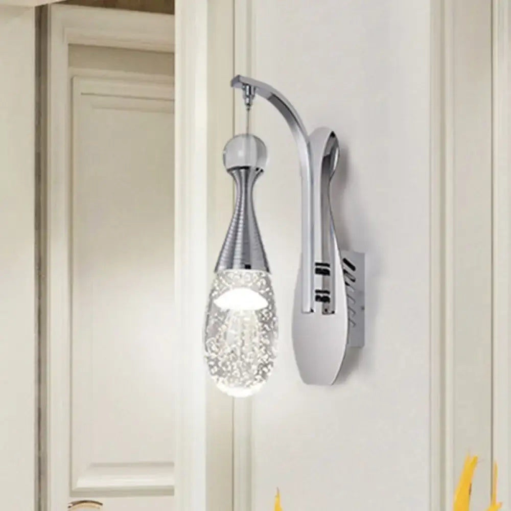 Chrome Crystal Seeded Glow Wall Sconce by Decorbites, wall-mounted with crystal shade on Tampa Home & Garden Store