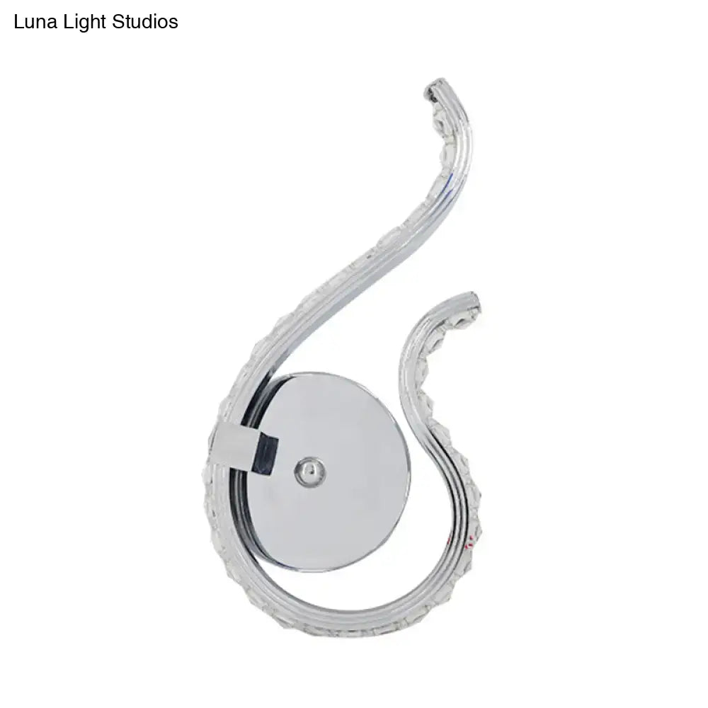 Chrome Twist Wall Sconce Decorbites with circular backplate and crystal-accent curved arm on Tampa Home & Garden Store