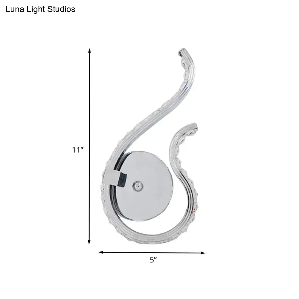 Decorbites chrome twist wall sconce with ornate curved arms and round backplate, 11in tall on Tampa Home & Garden Store