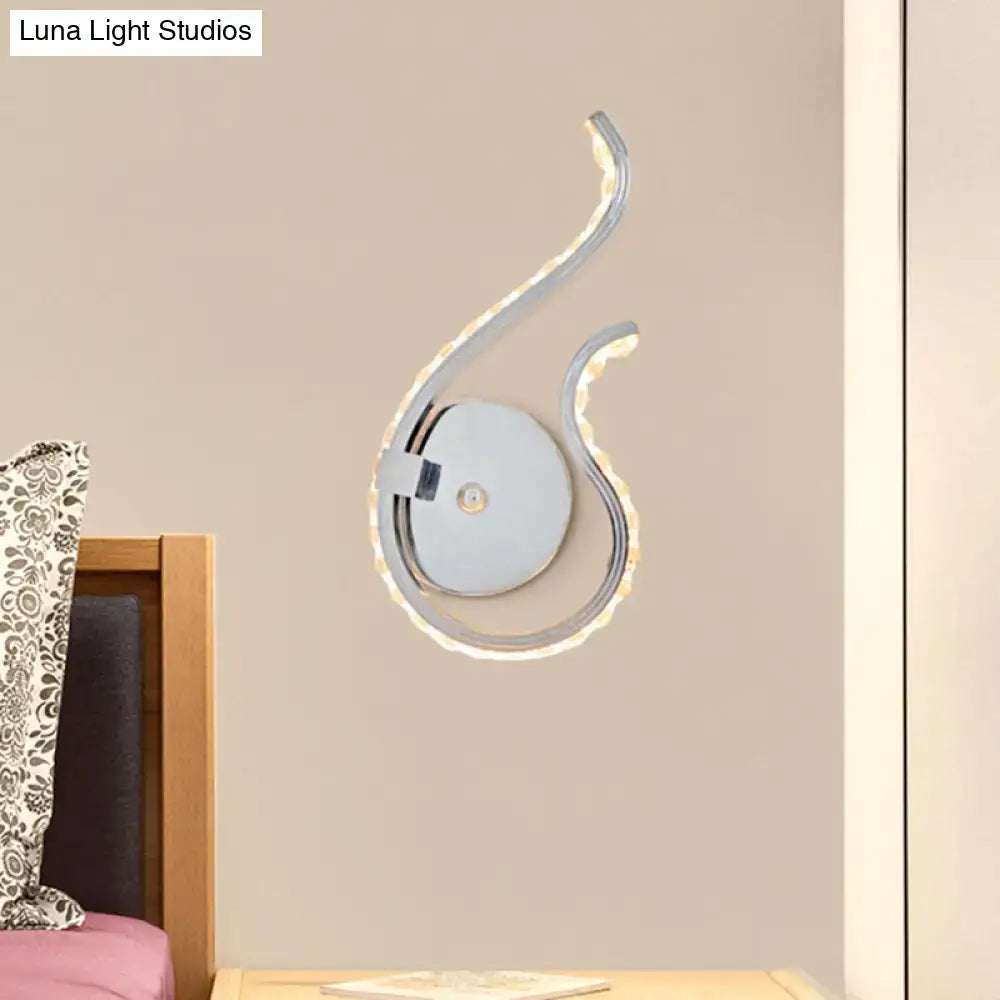 Chrome Twist Wall Sconce by Decorbites with curved chrome arms and LED light strip on Tampa Home & Garden Store