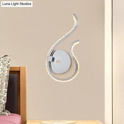 Chrome Twist Wall Sconce by Decorbites with curved chrome arms and LED light strip on Tampa Home & Garden Store