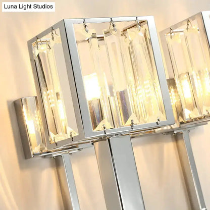 Modern Chrome Wall Lamp With Crystal Accents