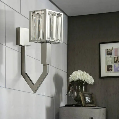Modern Chrome Wall Lamp With Crystal Accents