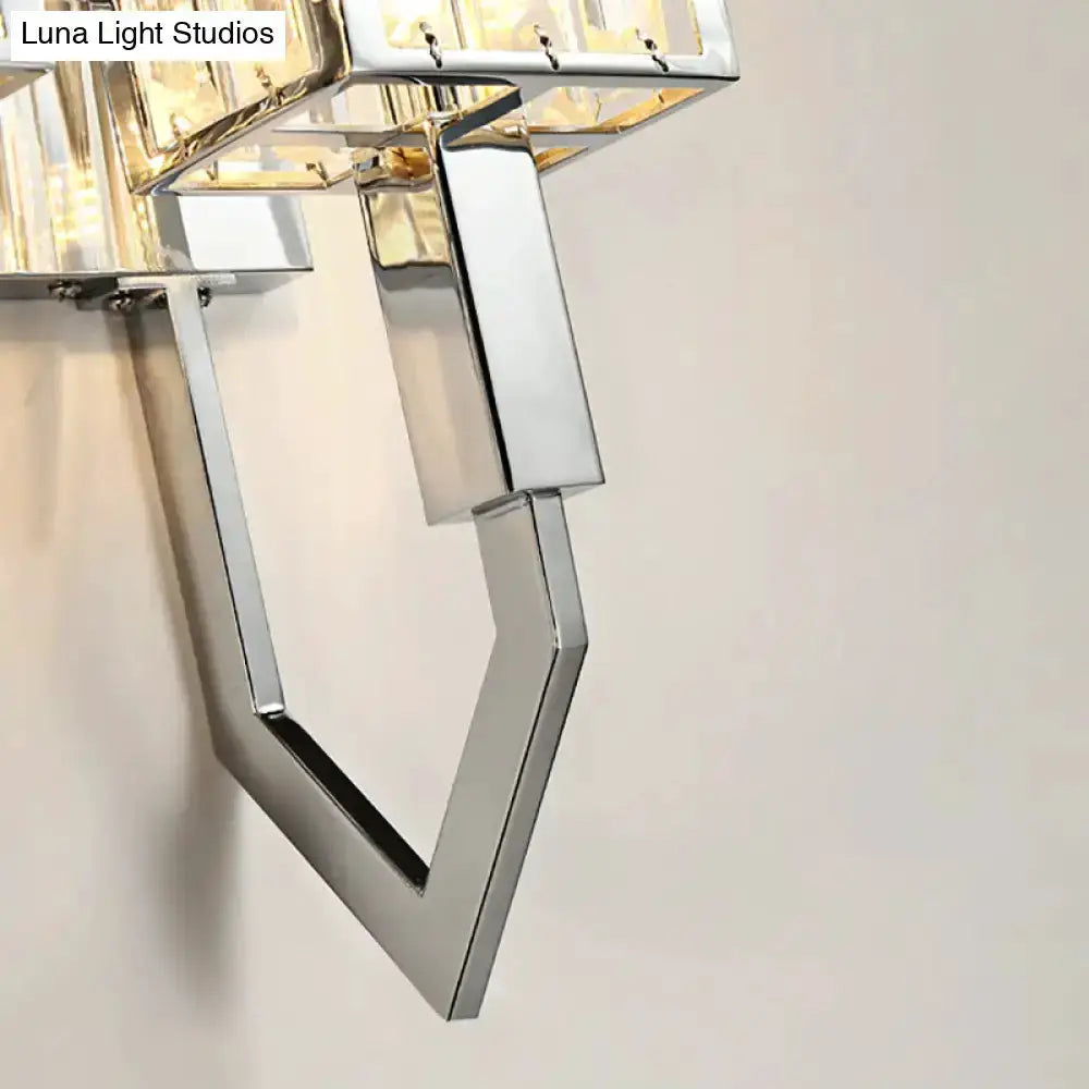 Modern Chrome Wall Lamp With Crystal Accents
