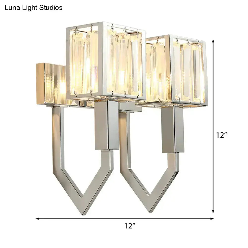 Modern Chrome Wall Lamp With Crystal Accents