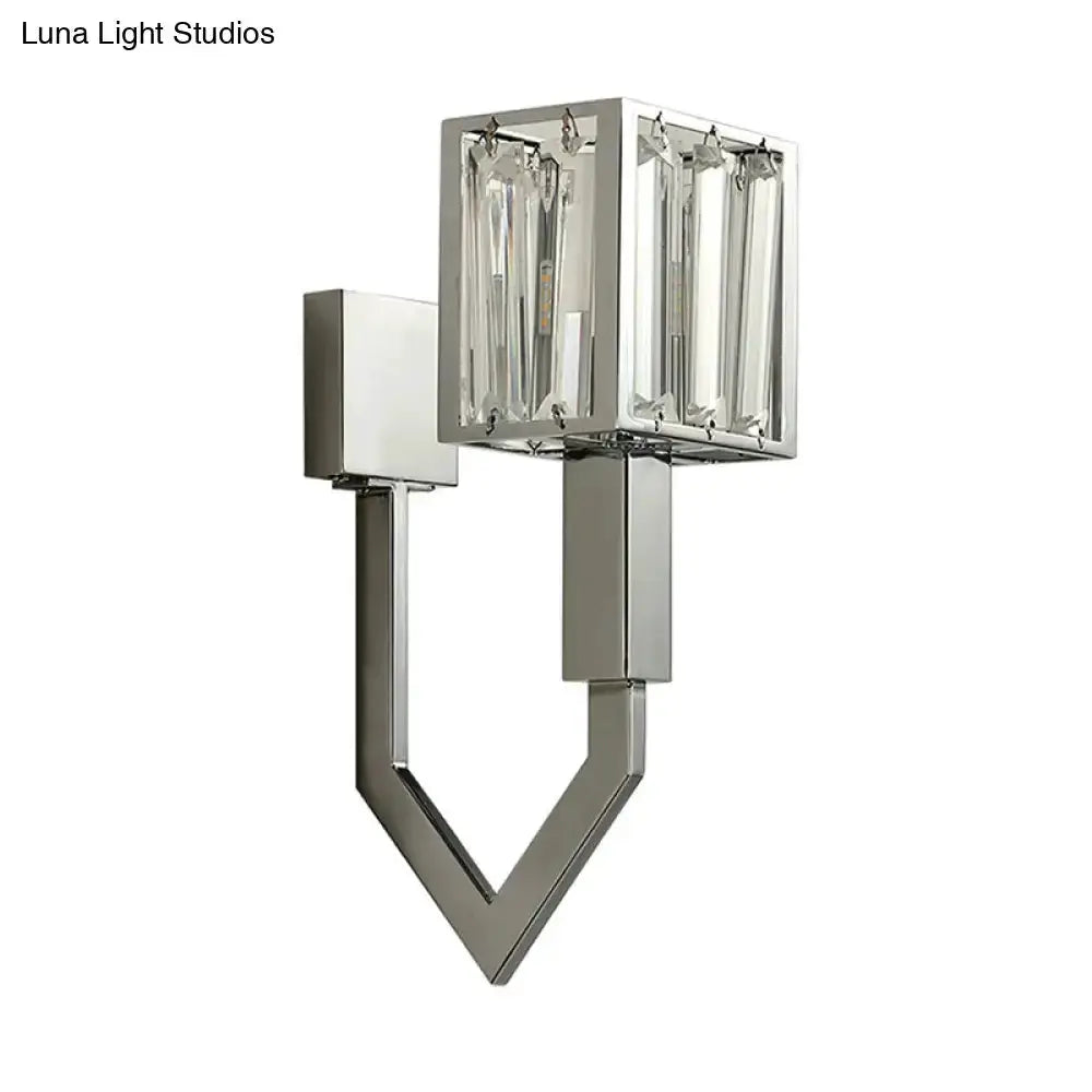 Modern Chrome Wall Lamp With Crystal Accents