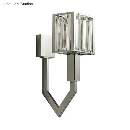Modern Chrome Wall Lamp With Crystal Accents
