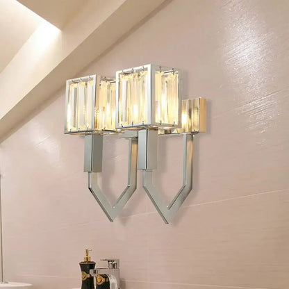 Modern Chrome Wall Lamp With Crystal Accents