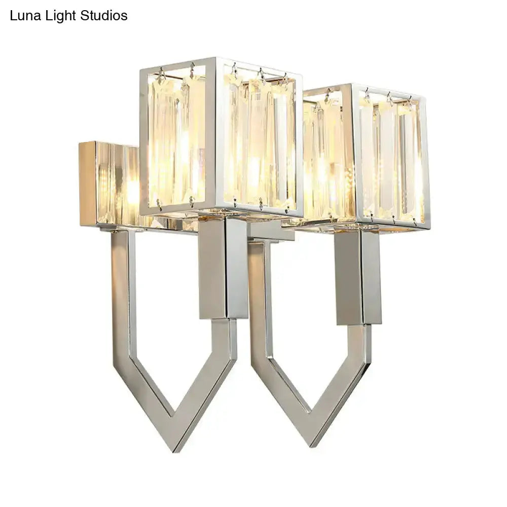 Modern Chrome Wall Lamp With Crystal Accents
