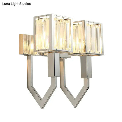 Modern Chrome Wall Lamp With Crystal Accents