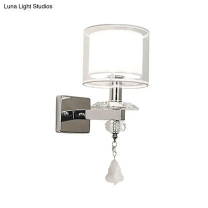 Chrome crystal glass sconce Decorbites with square backplate and hanging crystal pendant on Tampa Home & Garden Store