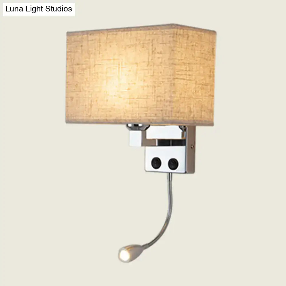 Chrome Gooseneck Wall Lamp with beige fabric shade by Decorbites on Tampa Home & Garden Store