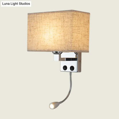 Chrome Gooseneck Wall Lamp with beige fabric shade by Decorbites on Tampa Home & Garden Store