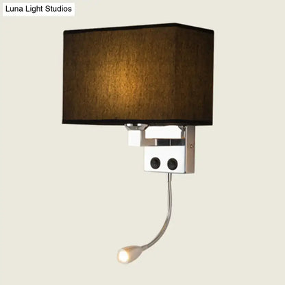 Chrome gooseneck wall lamp with black shade and white mounting block flexible reading light on Tampa Home & Garden Store