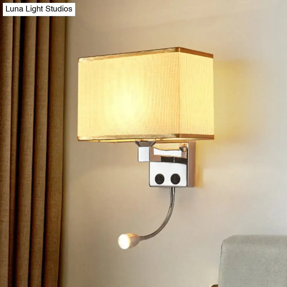 Chrome gooseneck wall lamp with beige fabric shade, wall mounted, Decorbites on Tampa Home & Garden Store