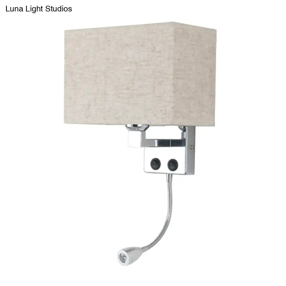 Chrome Gooseneck Wall Lamp Decorbites with beige fabric shade and adjustable neck on Tampa Home & Garden Store