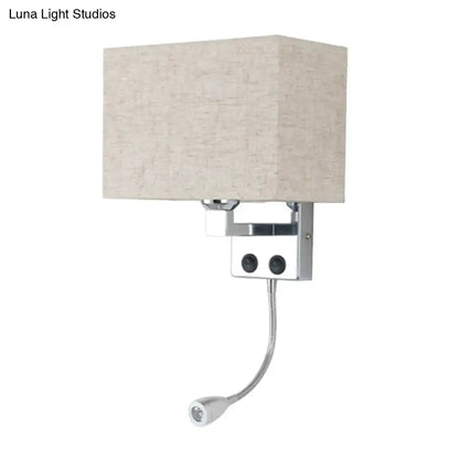 Chrome Gooseneck Wall Lamp Decorbites with beige fabric shade and adjustable neck on Tampa Home & Garden Store