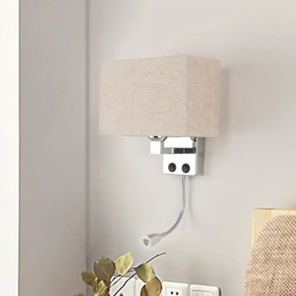 Chrome gooseneck wall lamp with beige fabric shade by Decorbites on Tampa Home & Garden Store