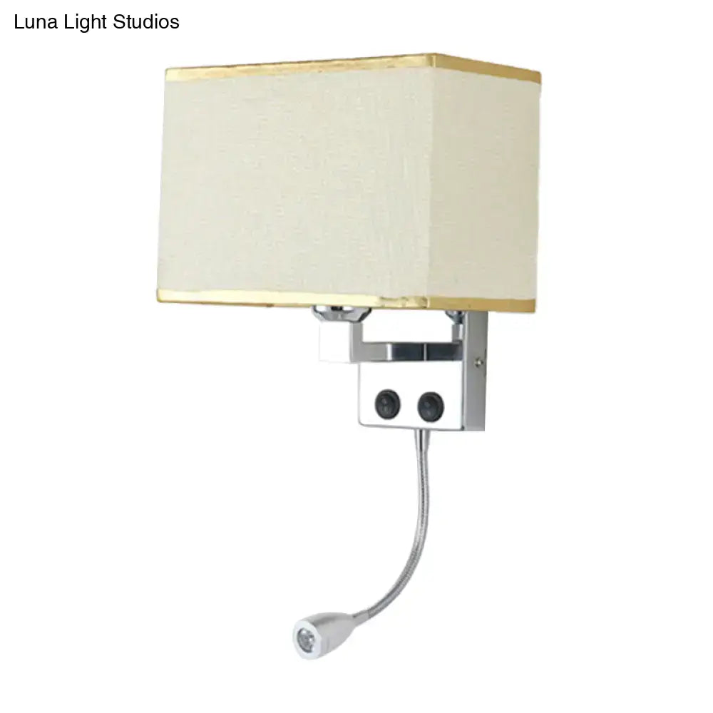 Chrome gooseneck wall lamp with cream fabric rectangular shade by Decorbites on Tampa Home & Garden Store