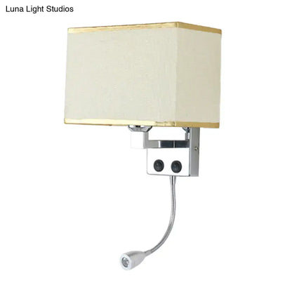 Chrome gooseneck wall lamp with cream fabric rectangular shade by Decorbites on Tampa Home & Garden Store